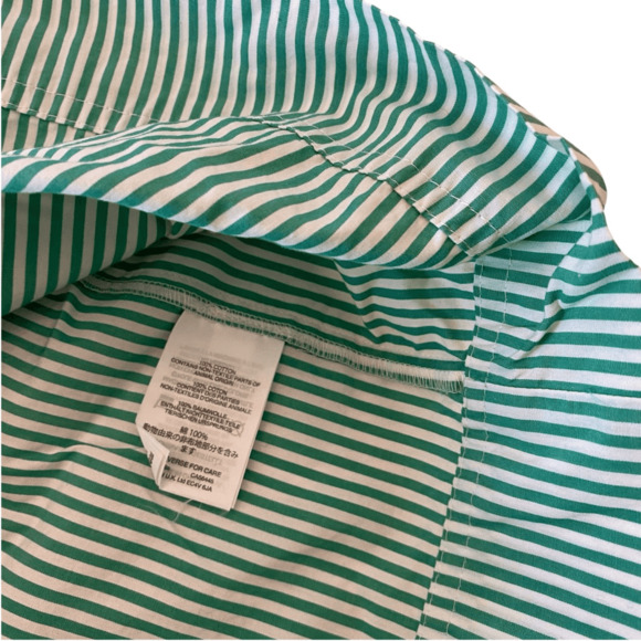J.Crew Striped Button Front Ruffle Tank Top Size 10 Clover Green White - Picture 4 of 6